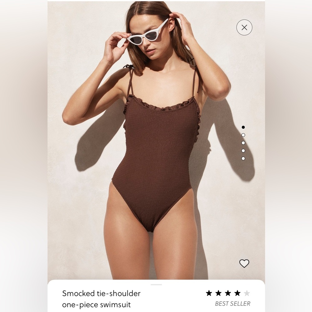 J. Crew Smocked tie shoulder one piece swimsuit